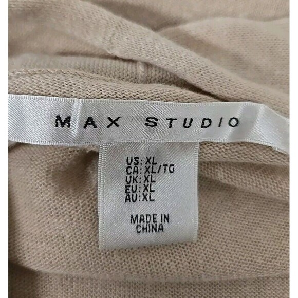 Max Studio Duster Long Cardigan Linen Blend White Tan Striped Women’s Size XL - Picture 6 of 8